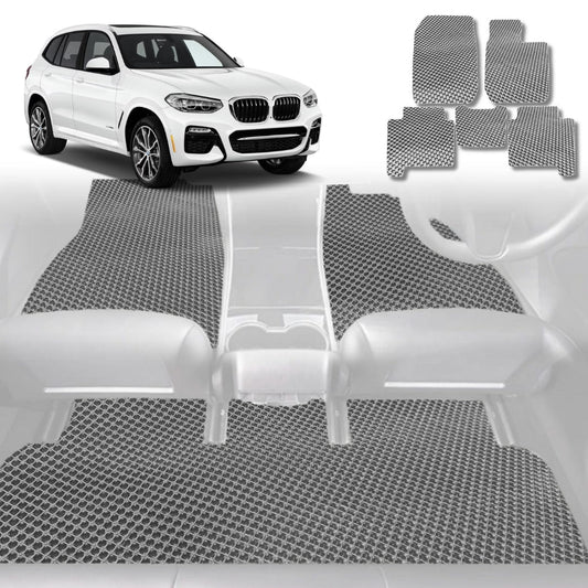 6D Diamond Car Floor Mats for BMW X3 2018-Current-Full Set-Grey-Outback GT