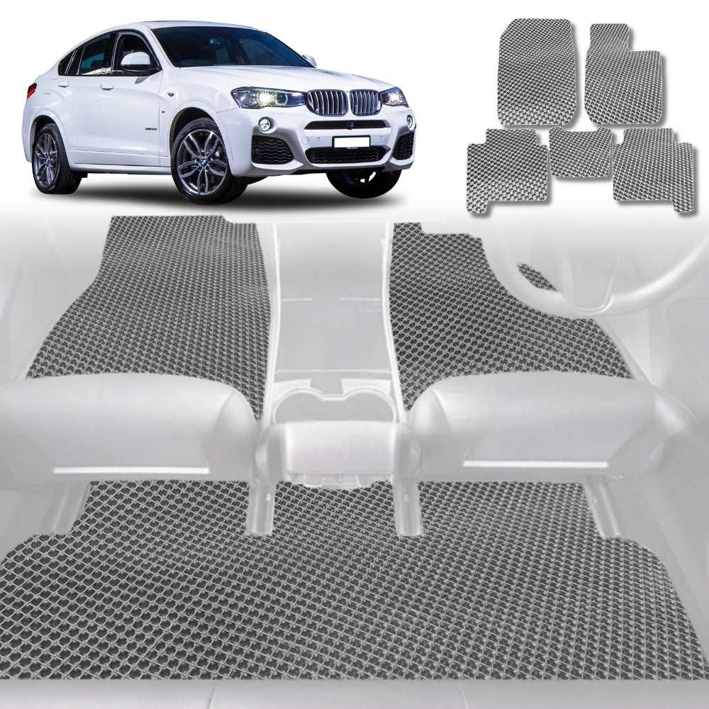 6D Diamond Car Floor Mats for BMW X4 2018-Current-Full Set-Grey-Outback GT
