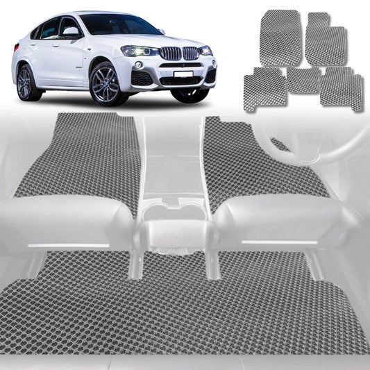 6D Diamond Car Floor Mats for BMW X4 2018-Current-Full Set-Grey-Outback GT