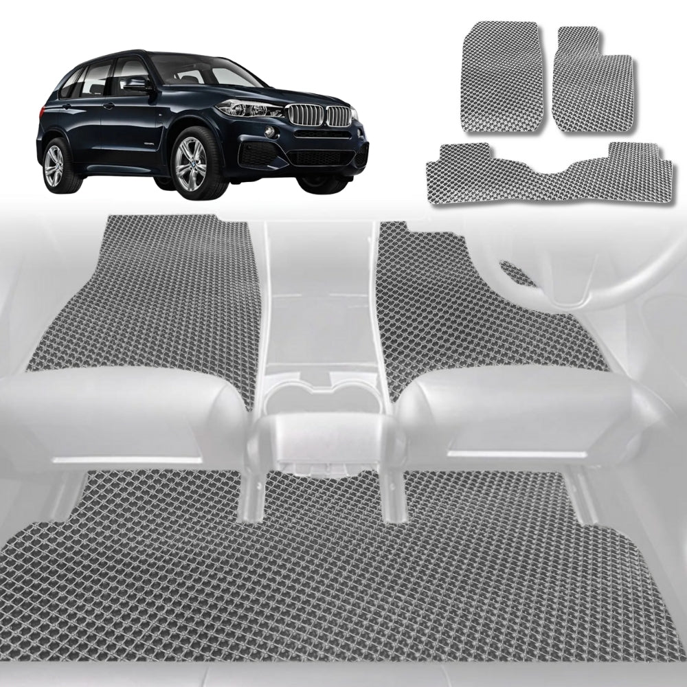 6D Diamond Car Floor Mats for BMW X5 2007-2013-Full Set-Grey-Outback GT