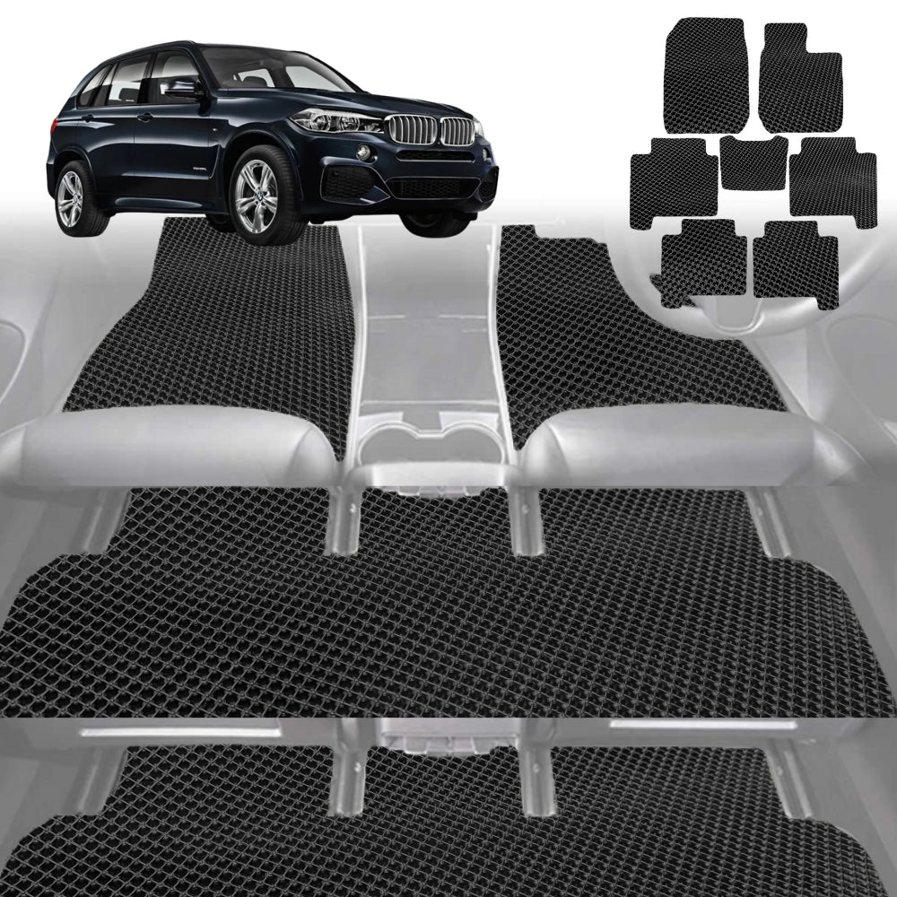 6D Diamond Car Floor Mats for BMW X5 2007-2013-Full Set-Black-Outback GT