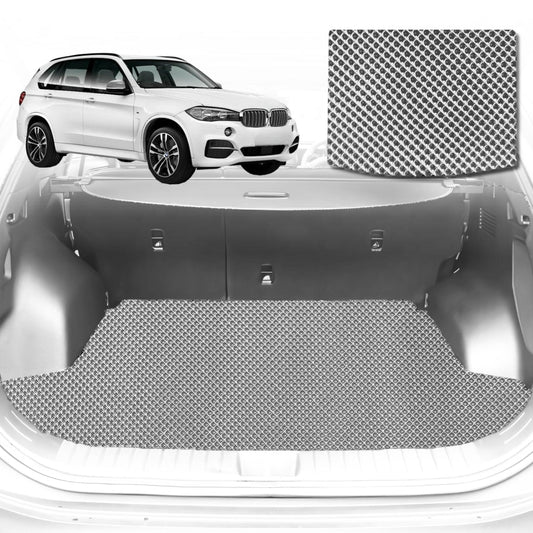 6D Diamond Car Boot Mat for BMW X5 (F15 F85)2013-2018-(3rd Row folded/5 seater)-Cargo Mat-Grey-Outback GT