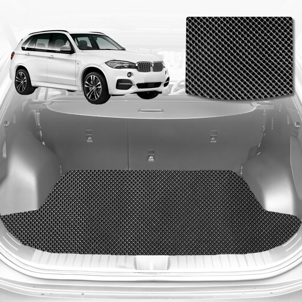 6D Diamond Car Boot Mat for BMW X5 (F15 F85)2013-2018-(3rd Row folded/5 seater)-Cargo Mat-Black-Outback GT