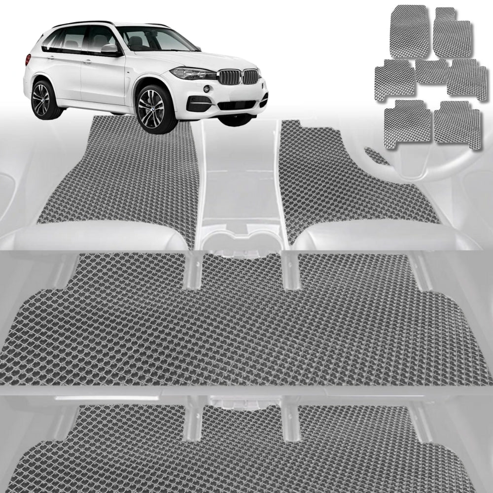 6D Diamond Car Floor Mats for BMW X5 2013-2018-Ultimate Set-Grey-Outback GT