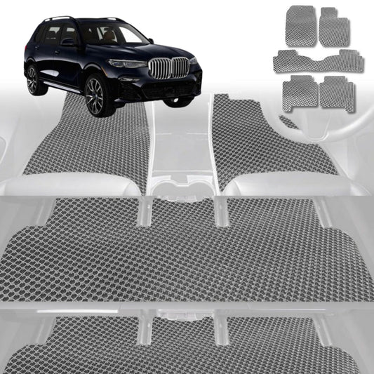 6D Diamond Car Floor Mats for BMW X7 2019-Current-Ultimate Set-Grey-Outback GT
