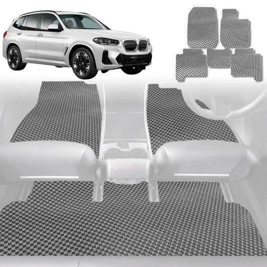 6D Diamond Car Floor Mats for BMW iX3 2022-Current-Full Set-Grey-Outback GT