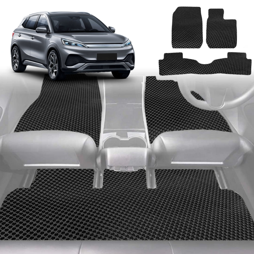 6D Diamond Car Floor Mats for BYD Atto 3 2022-Current-Full Set-Black-Outback GT