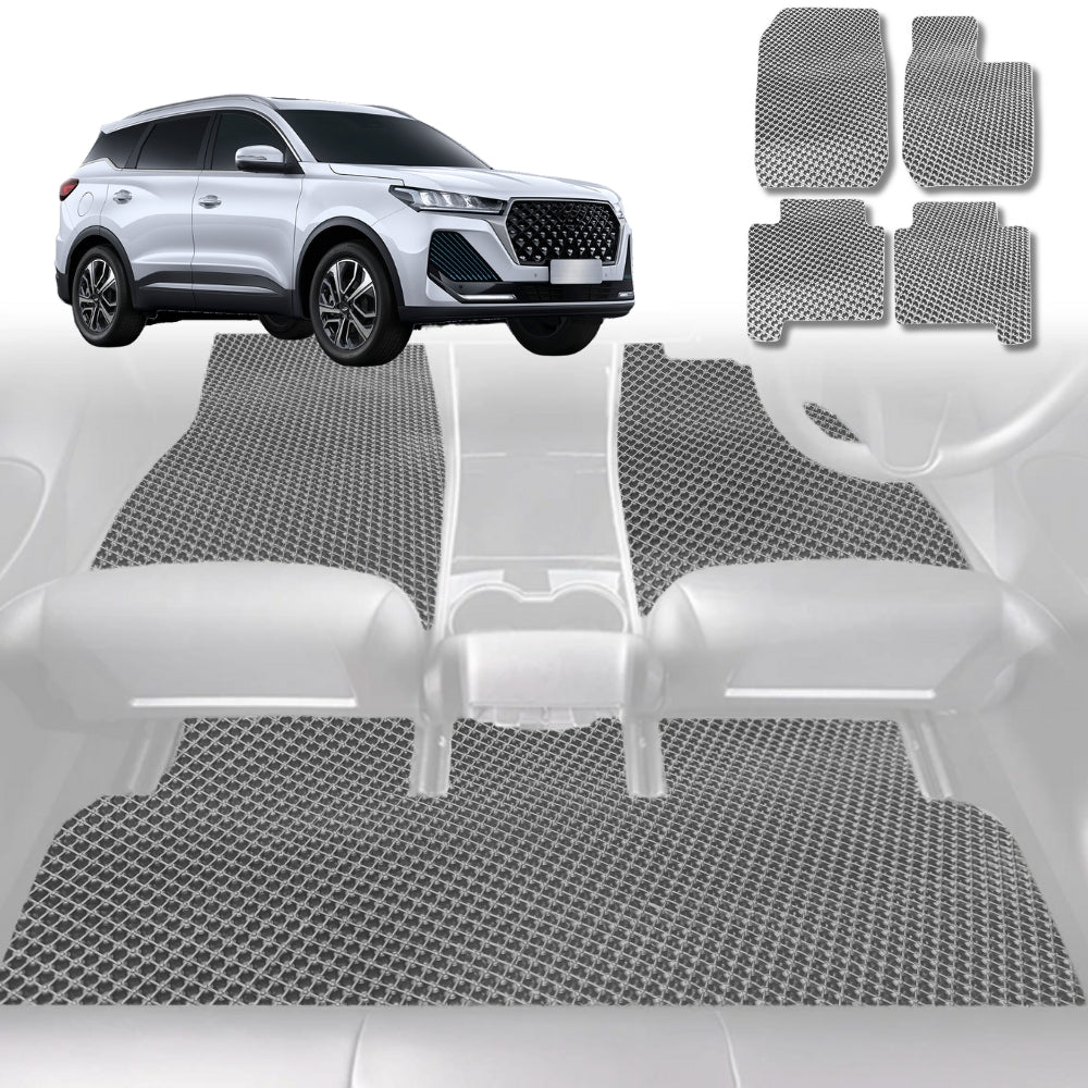 6D Diamond Car Floor Mats for Chery Tiggo 7 Pro 2023-Current-Full Set-Grey-Outback GT