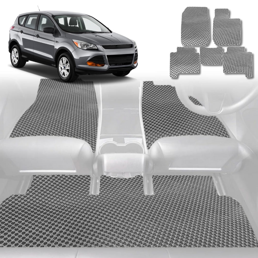 6D Diamond Car Floor Mats for Ford Escape 2013-2019-Full Set-Grey-Outback GT