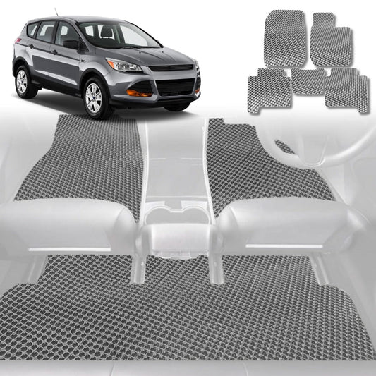 6D Diamond Car Floor Mats for Ford Escape 2013-2019-Full Set-Grey-Outback GT