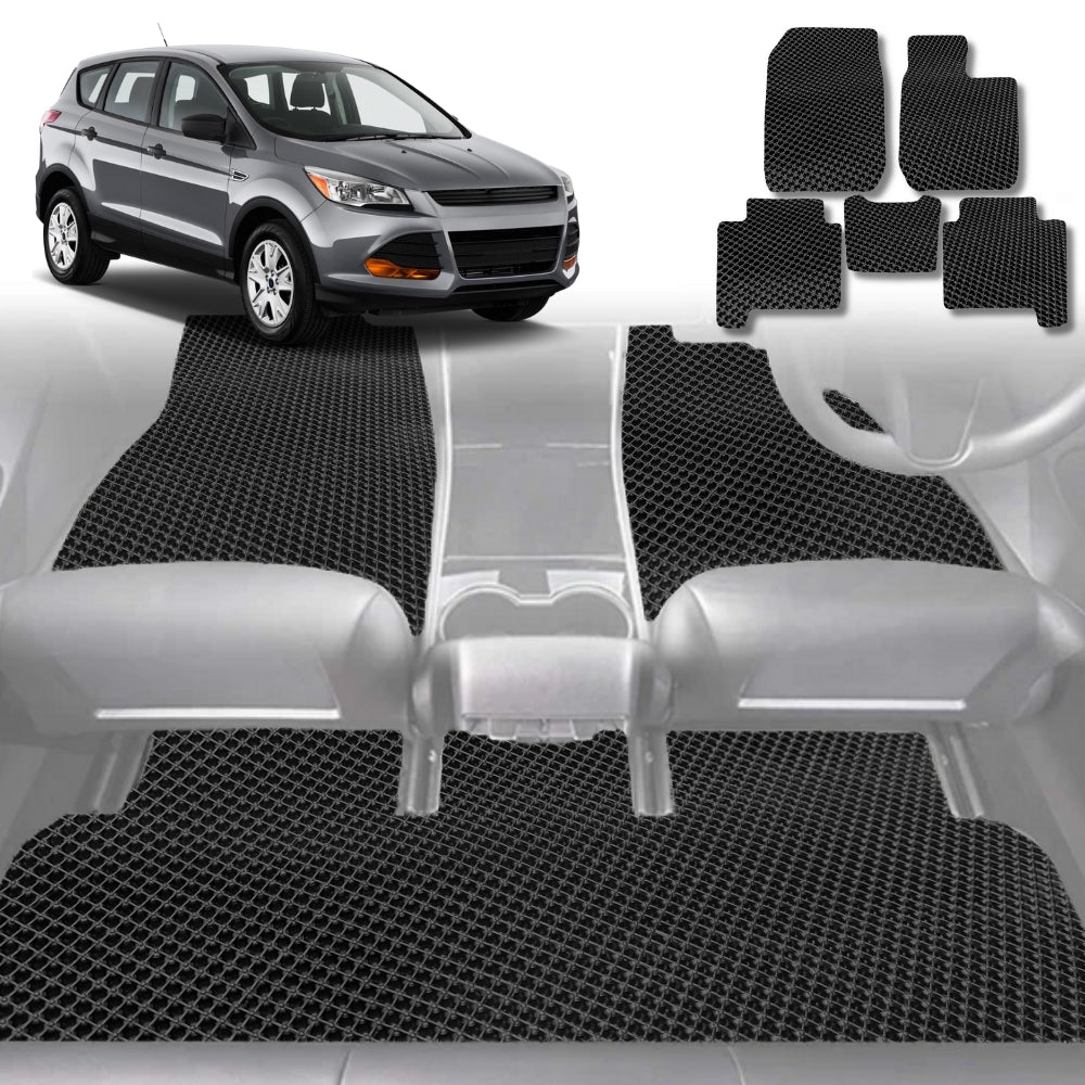 6D Diamond Car Floor Mats for Ford Escape 2013-2019-Full Set-Black-Outback GT