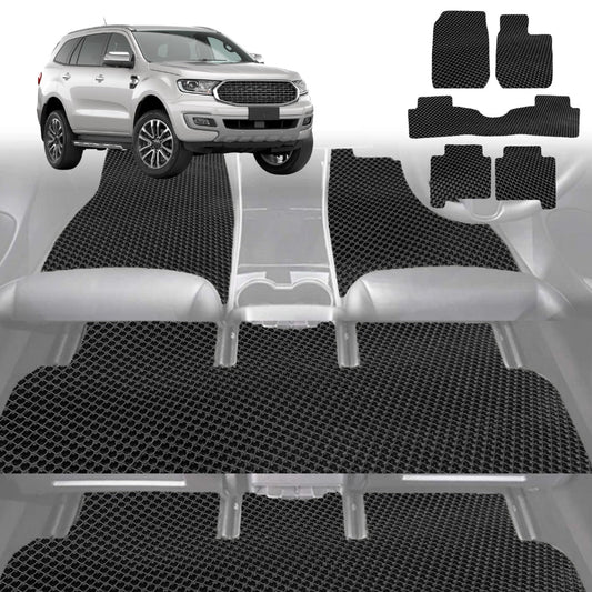 6D Diamond Car Floor Mats for Ford Everest 2015-2021-Ultimate Set-Black-Outback GT