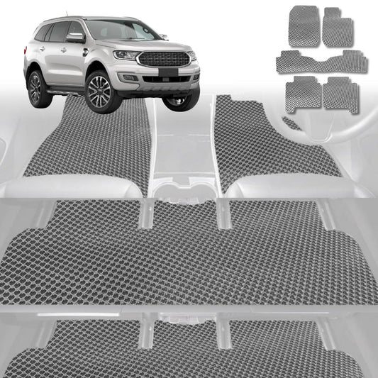 6D Diamond Car Floor Mats for Ford Everest 2015-2021-Ultimate Set-Grey-Outback GT