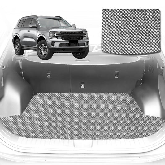 6D Diamond Car Boot Mat for Ford Everest UA 2022-Current-(3rd Row folded/5 seater)-Cargo Mat-Grey-Outback GT
