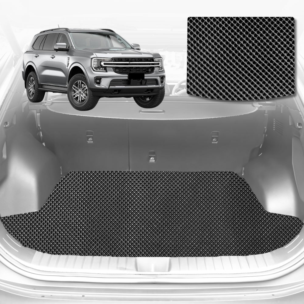 6D Diamond Car Boot Cargo Mat for Ford Everest 2015-2021 (3rd Row folded/5 seater) | Heavy Duty Carpet Liner