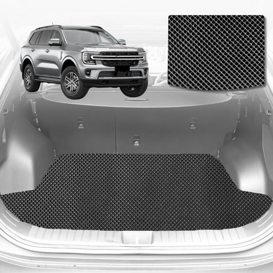 6D Diamond Car Boot Mat for Ford Everest UA 2022-Current-(3rd Row folded/5 seater)-Cargo Mat-Black-Outback GT