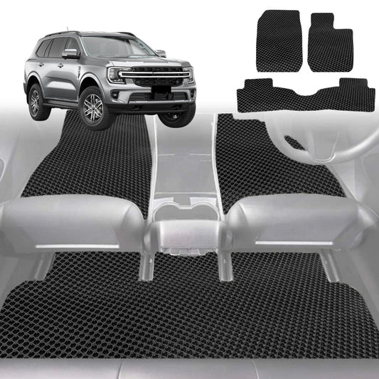 6D Diamond Car Floor Mats for Ford Everest UA2022-Current-Ultimate Set-Black-Outback GT