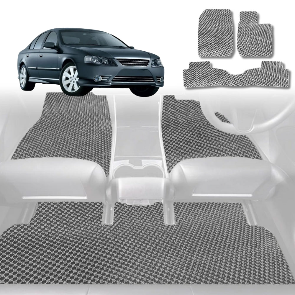6D Diamond Car Floor Mats for Ford Fairmont 2002-2008-Full Set-Grey-Outback GT