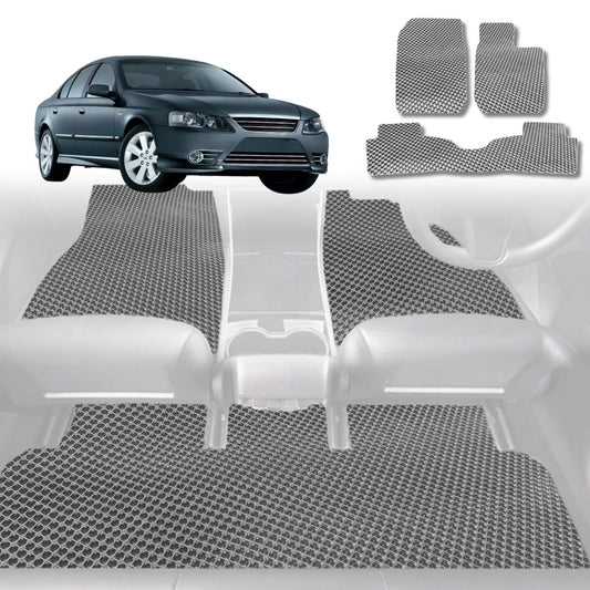 6D Diamond Car Floor Mats for Ford Fairmont 2002-2008-Full Set-Grey-Outback GT