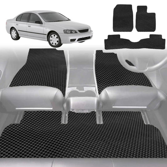 6D Diamond Car Floor Mats for Ford Falcon 2002-2008 BA BF-Full Set-Black-Outback GT
