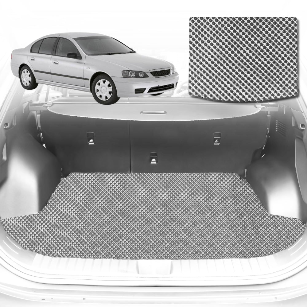 6D Diamond Car Boot Mat for Ford Falcon (BA BF)2002-2008-Cargo Mat-Grey-Outback GT
