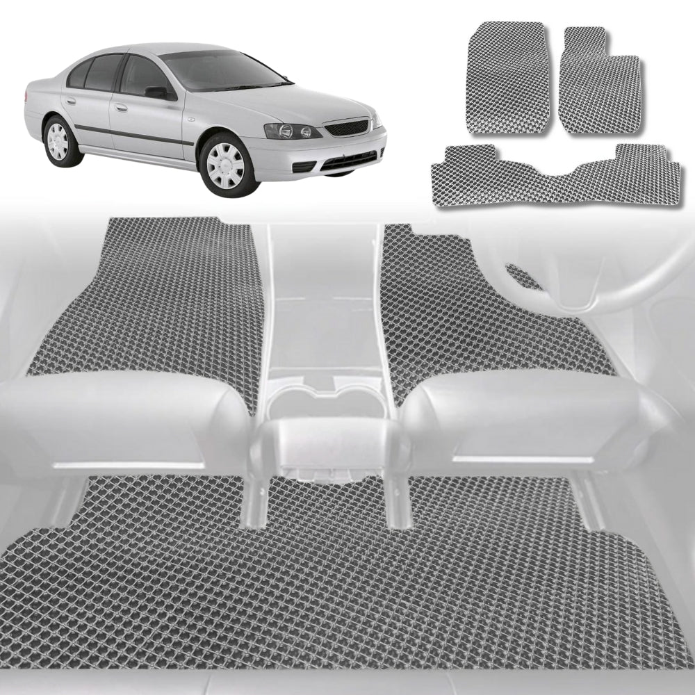 6D Diamond Car Floor Mats for Ford Falcon 2002-2008 BA BF-Full Set-Grey-Outback GT