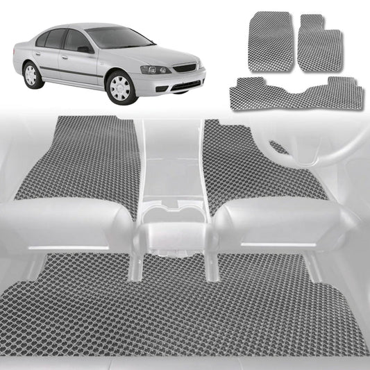 6D Diamond Car Floor Mats for Ford Falcon 2002-2008 BA BF-Full Set-Grey-Outback GT