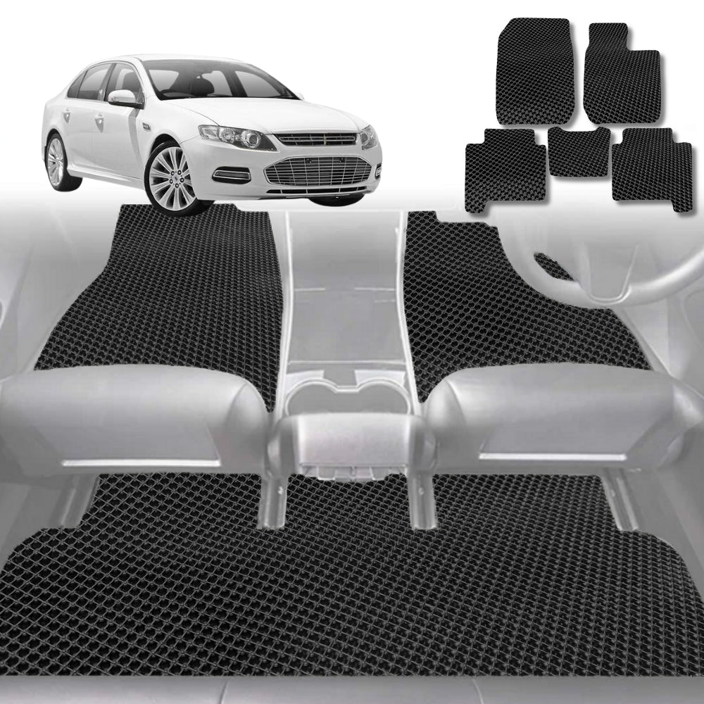 6D Diamond Car Floor Mats for Ford Falcon 2008-2014-Full Set-Black-Outback GT