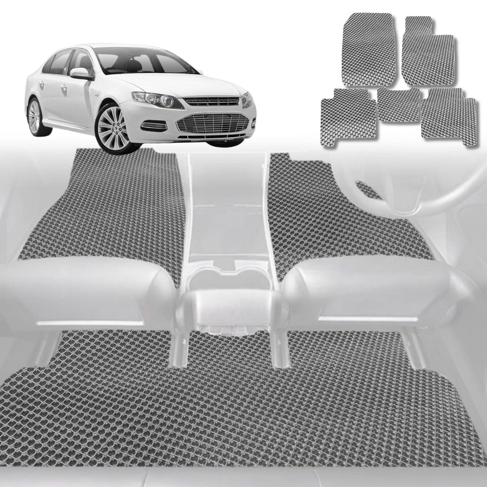 6D Diamond Car Floor Mats for Ford Falcon (FGX)2014-2016-Full Set-Grey-Outback GT