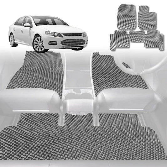 6D Diamond Car Floor Mats for Ford Falcon (FGX)2014-2016-Full Set-Grey-Outback GT