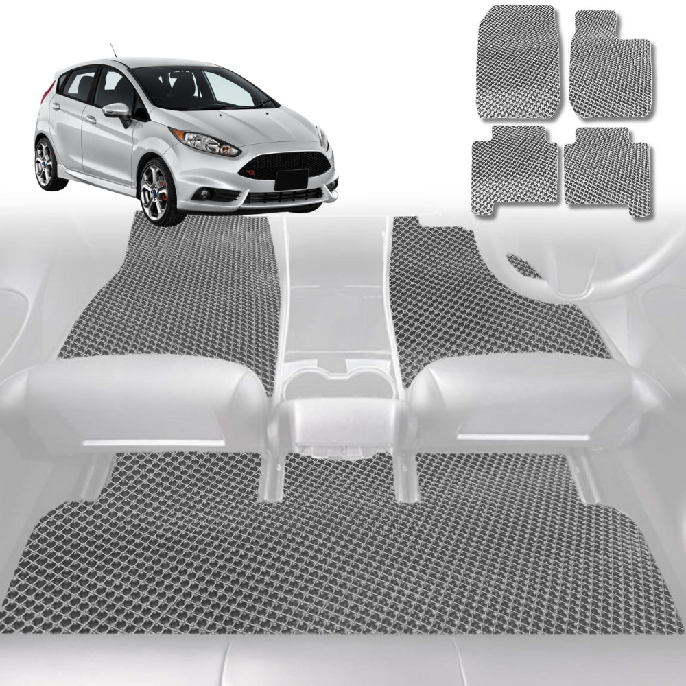 6D Diamond Car Floor Mats for Ford Fiesta 2008-2018-Full Set-Grey-Outback GT