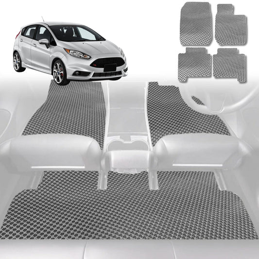 6D Diamond Car Floor Mats for Ford Fiesta 2008-2018-Full Set-Grey-Outback GT