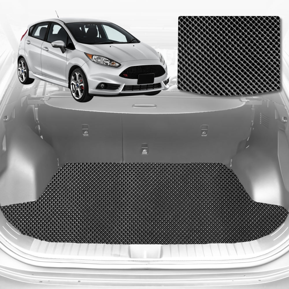 6D Diamond Car Boot Mat for Ford Fiesta (WT WZ)2008-2018-Hatch-Cargo Mat-Black-Outback GT