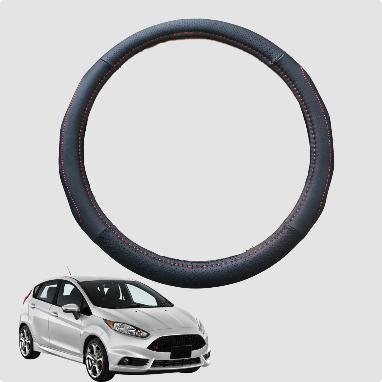 Steering Wheel Cover for Ford Fiesta 2008-2018 38CM Leather | Circle