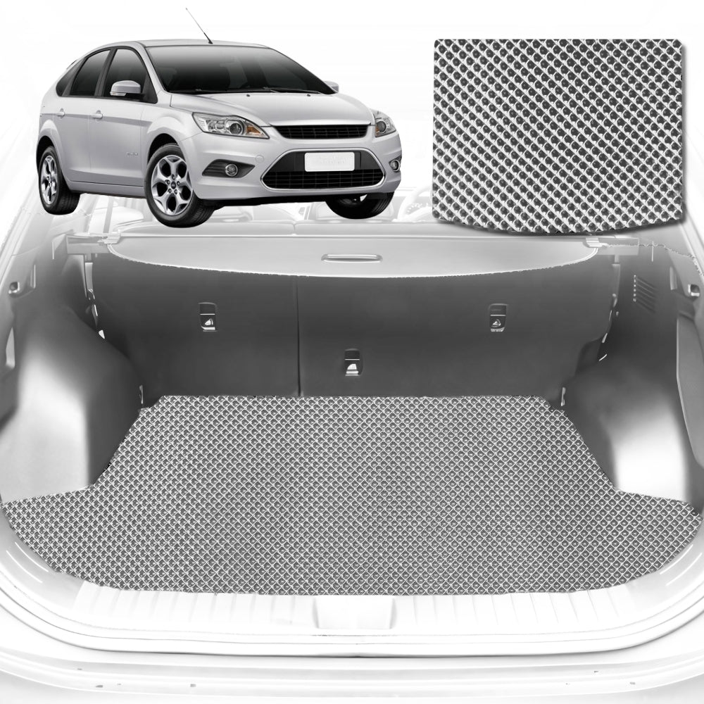 6D Diamond Car Boot Mat for Ford Focus LS, LW,LW MKII, LZ2011-2018-Hatch-Cargo Mat-Grey-Outback GT