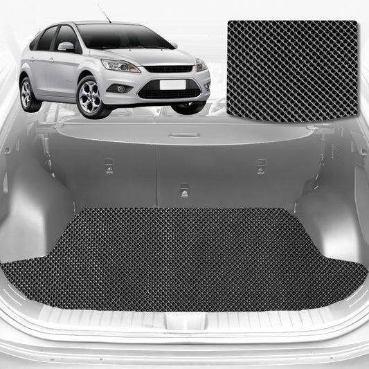 6D Diamond Car Boot Cargo Mat for Ford Focus 2011-2018 Sedan | Heavy Duty Carpet Liner