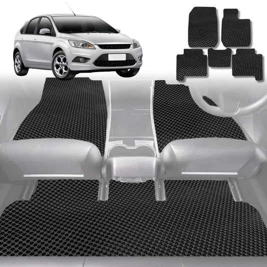 6D Diamond Car Floor Mats for Ford Focus 2011-2018-Full Set-Black-Outback GT