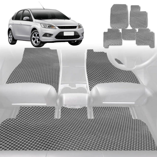 6D Diamond Car Floor Mats for Ford Focus 2011-2018-Full Set-Grey-Outback GT