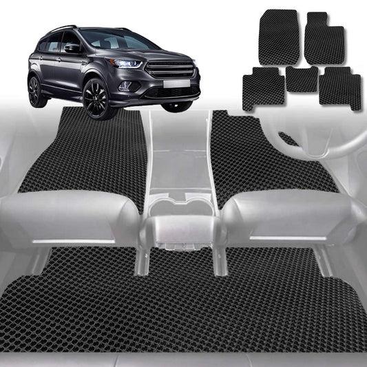 6D Diamond Car Floor Mats for Ford Kuga TF 2012-2016-Full Set-Black-Outback GT