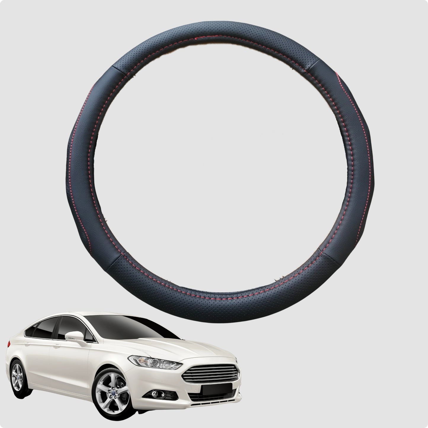 Steering Wheel Cover for Ford Mondeo 2015-2019 38CM Leather | Circle