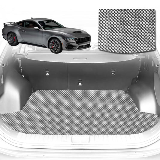 6D Diamond Car Boot Mat for Ford Mustang (S550)2015-2024-(with right ear)-Cargo Mat-Grey-Outback GT