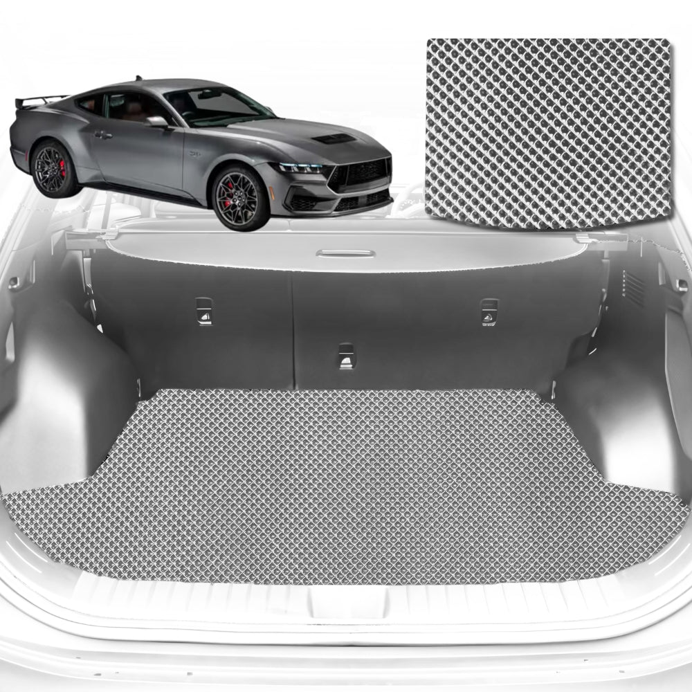 6D Diamond Car Boot Mat for Ford Mustang (S550)2015-2024- (without right ear)-Cargo Mat-Grey-Outback GT