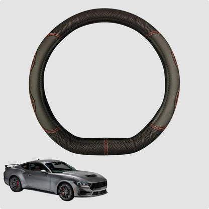 Steering Wheel Cover for Ford Mustang 2015-2024 38CM Leather | D-Shape