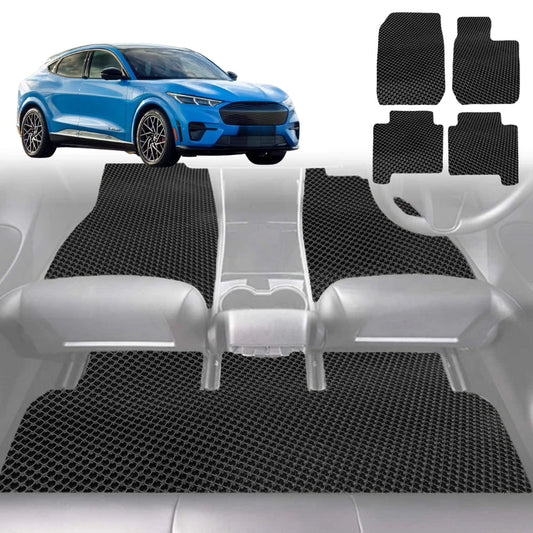 6D Diamond Car Floor Mats for Ford Mustang Mach-E 2021-Current-Full Set-Black-Outback GT