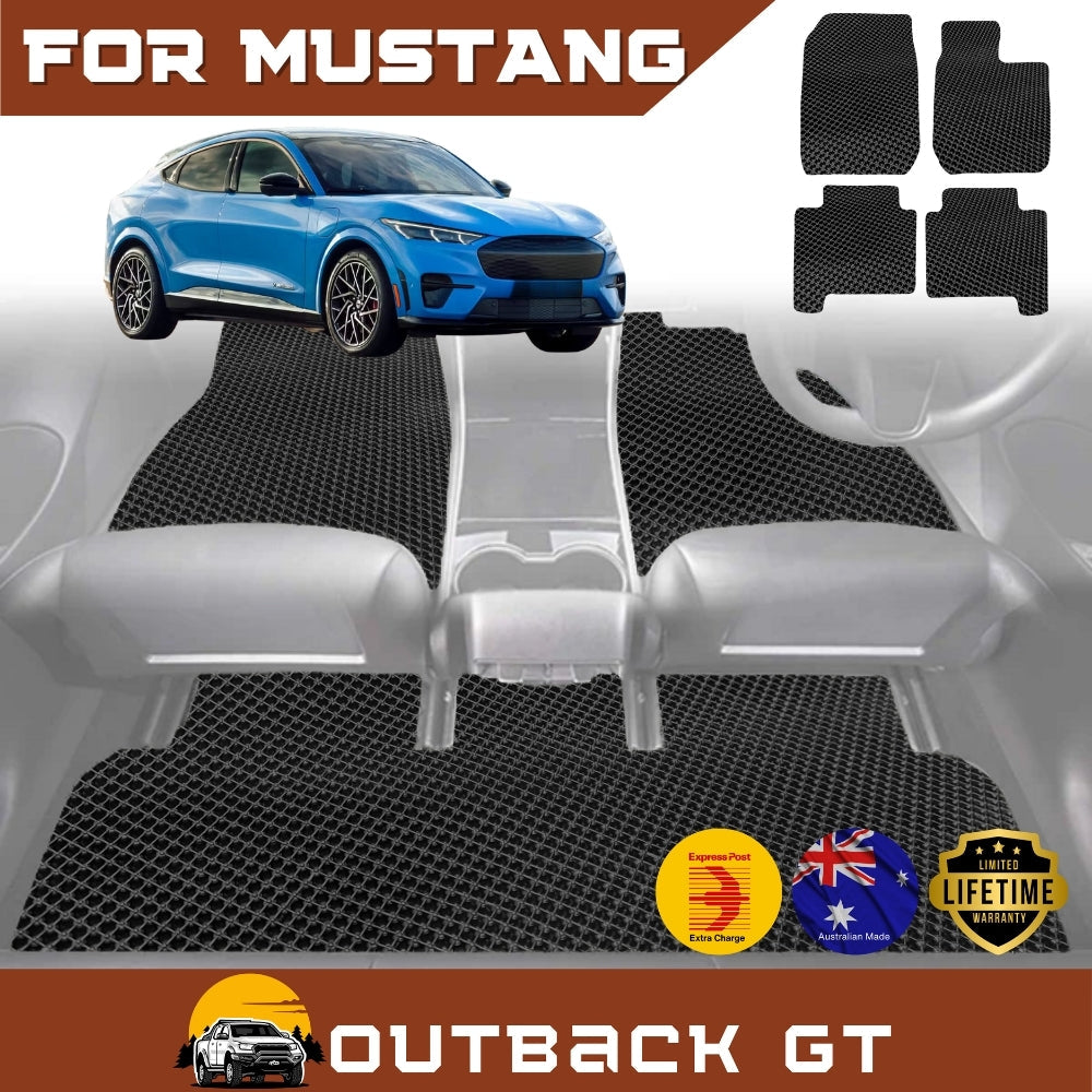 6D Diamond Car Floor Mats for Ford Mustang Mach-E 2021-Current Full Set | Heavy Duty Carpet Liner