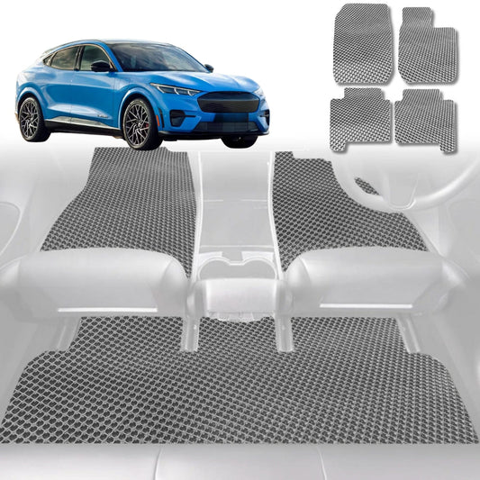 6D Diamond Car Floor Mats for Ford Mustang Mach-E 2021-Current-Full Set-Grey-Outback GT