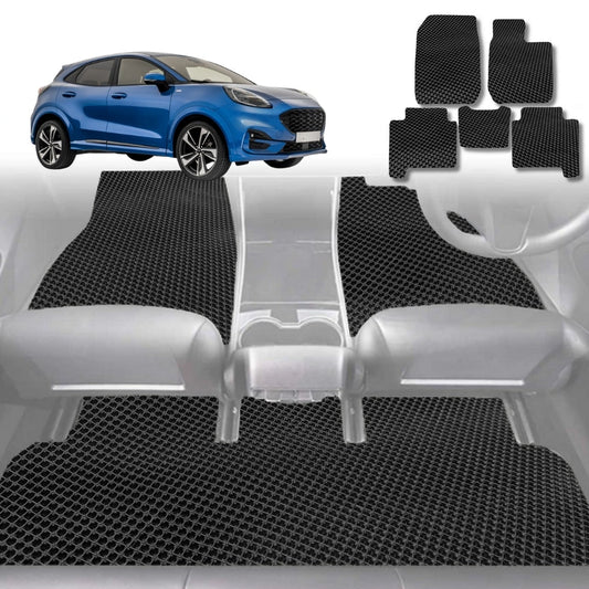 6D Diamond Car Floor Mats for Ford Puma 2019-Current-Full Set-Black-Outback GT