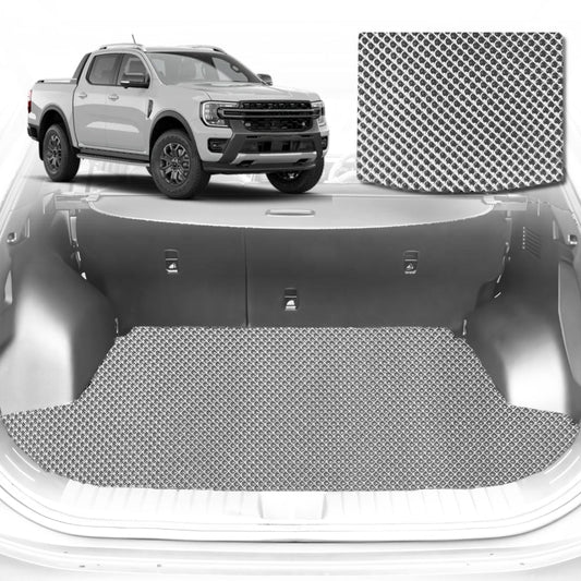 6D Diamond Car Boot Mat for All-new Ford Ranger 2022-Current-Cargo Mat-Grey-Outback GT