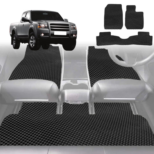 6D Diamond Car Floor Mats for Ford Ranger 2006-2011-Full Set-Black-Outback GT