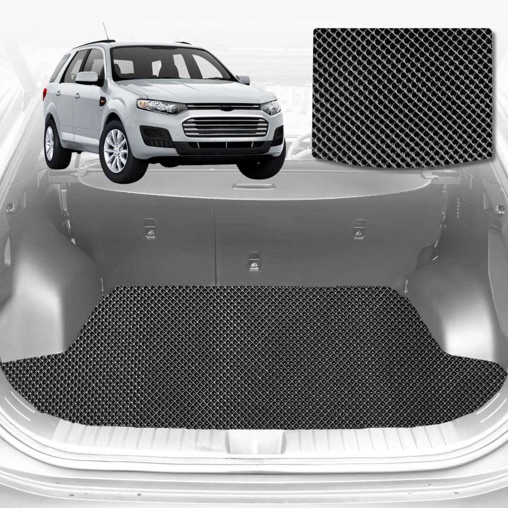 6D Diamond Car Boot Mat for Ford Territory SX, SY2004-2011-(3rd Row seats up/7 seater)-Cargo Mat-Black-Outback GT
